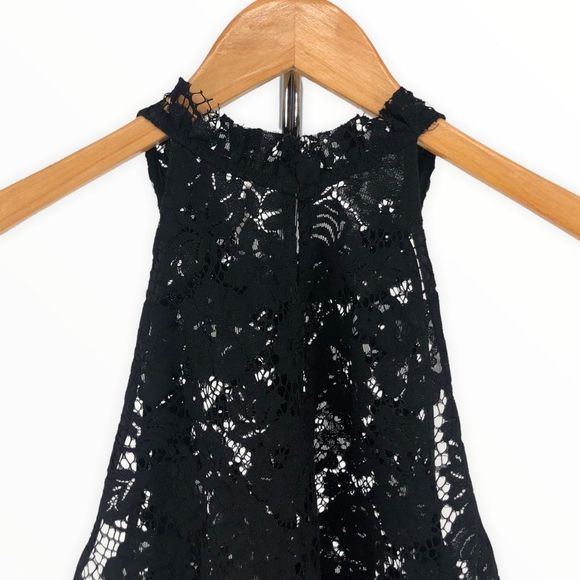Free People Black Sweet Meadow Dreams Lace Sleeveless High Neck Top size Small - Picture 6 of 13